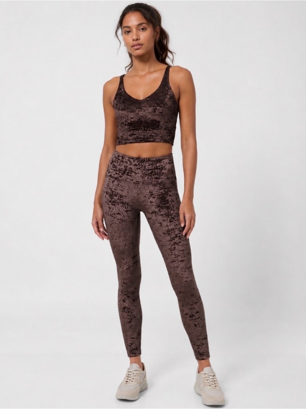 lululemon athletica 2 pieceVelvet-Look High-Waist Leggings & Crop Tank - Brown 8
